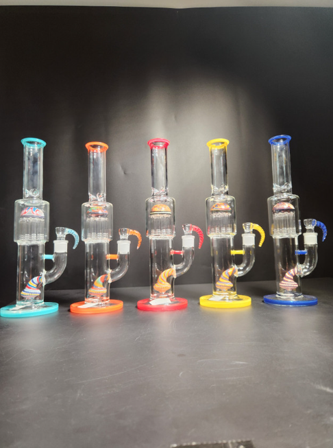 GLASS WATER PIPE 13.9" #EH-011 ASSORTED COLORS