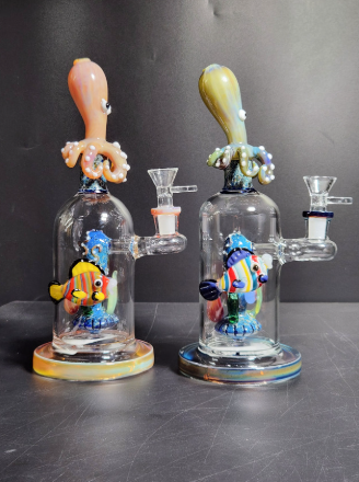 AQUA LIFE GLASS WATER PIPE 9.6" #HY-086 ASSORTED COLORS