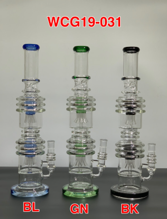 GLASS WATER PIPE 22" #WCG19-031 ASSORTED COLORS