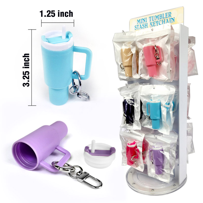 MINI TUMBLER STASH KEY CHAIN SET TWO SIDE PRE-FILLED DISPLAY OF 36
