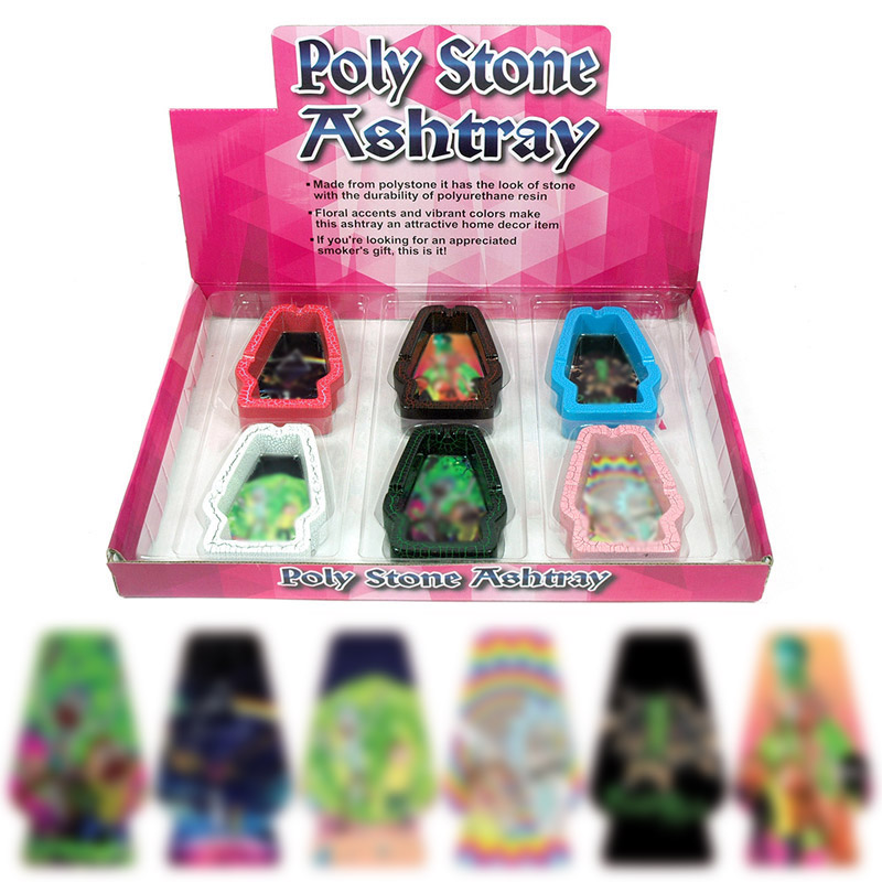 POLY STONE ASHTRAY #PO1-B RICK & MORTY DESIGN BOX OF 6