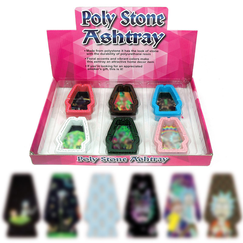 POLY STONE ASHTRAY #PO1-A RICK & MORTY DESIGN BOX OF 6