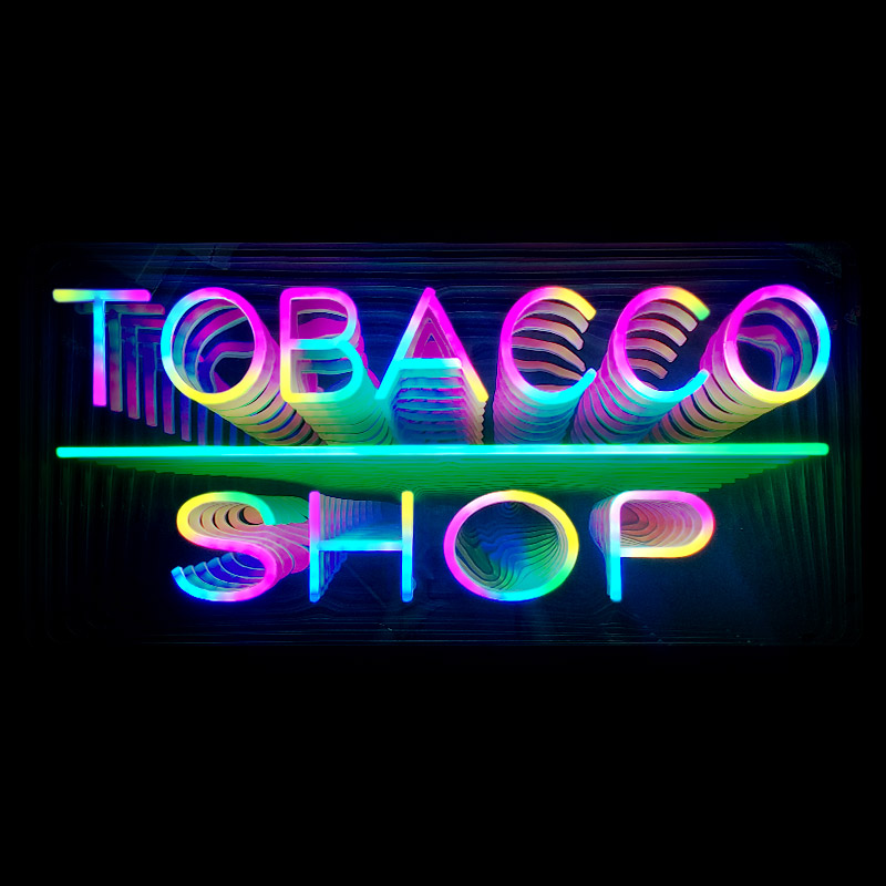 INFINITY MIRROR 80X40CM LIGHT NEON (TOBACCO SHOP) DESIGN
