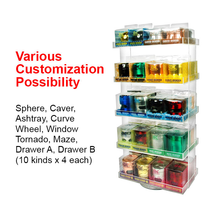 TOBACCO GRINDER MIX DESIGN 2 SIDED TURNABLE DISPLAY OF 40