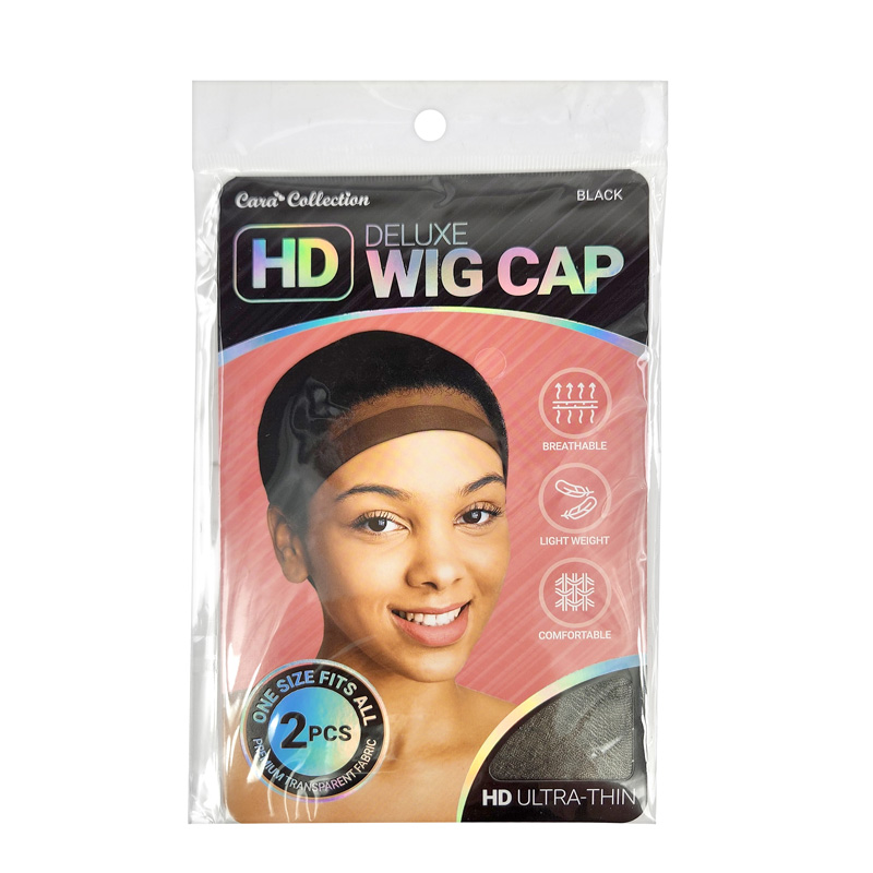 HD BLACK DELUXE WIG CAP 12CT BAG