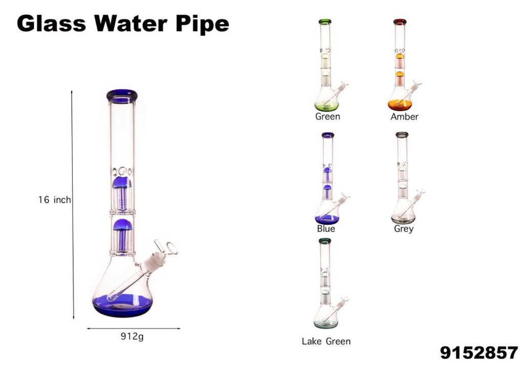 GLASS WATER PIPE #9152857 XYZ-176 ASSORTED COLORS
