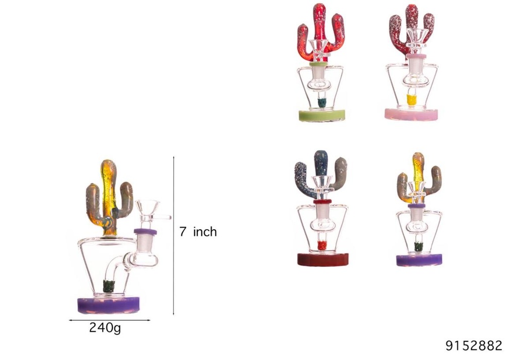 CACTUS GLASS WATER PIPE #9152882 ES23105 ASSORTED COLORS