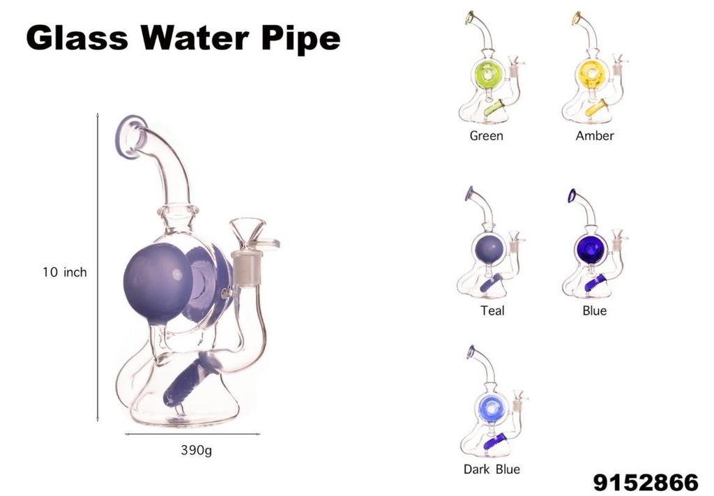 GLASS WATER PIPE #9152866 XYZ-425 ASSORTED COLORS
