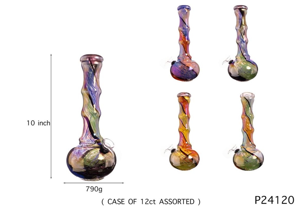 SOFT GLASS WATER PIPE 10" #GP24120 ASSORTED COLORS