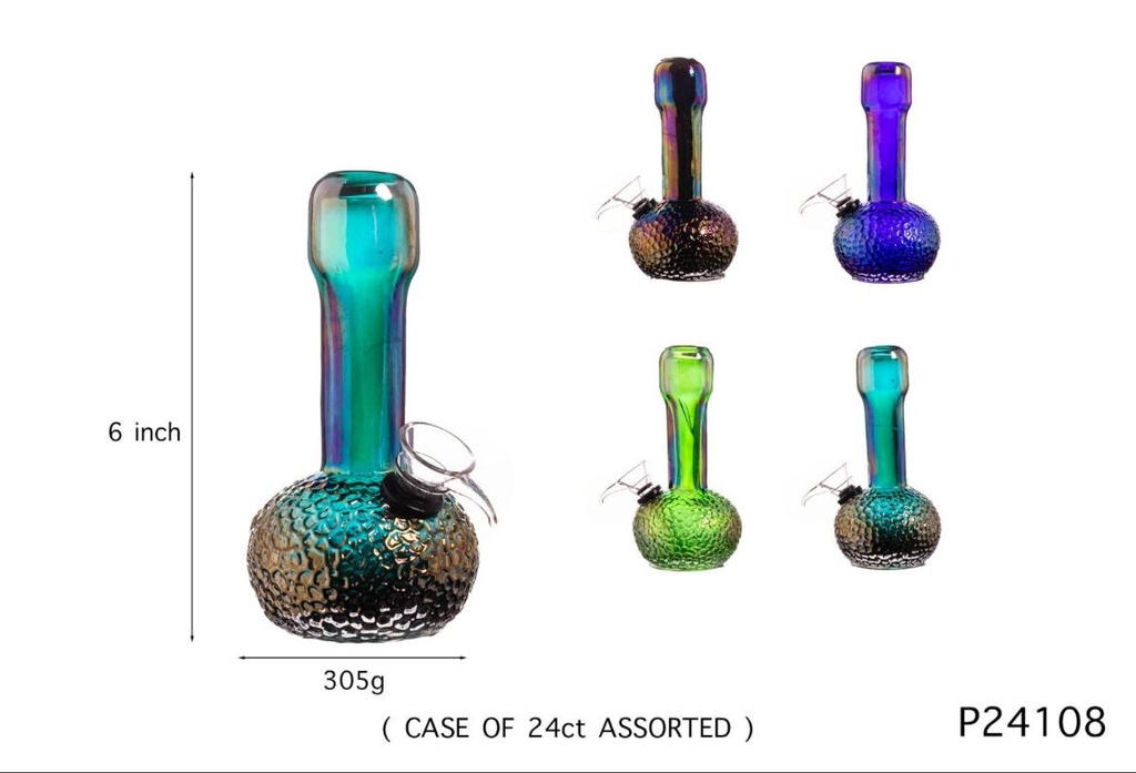 SOFT GLASS WATER PIPE 6" #GP24108 ASSORTED COLORS