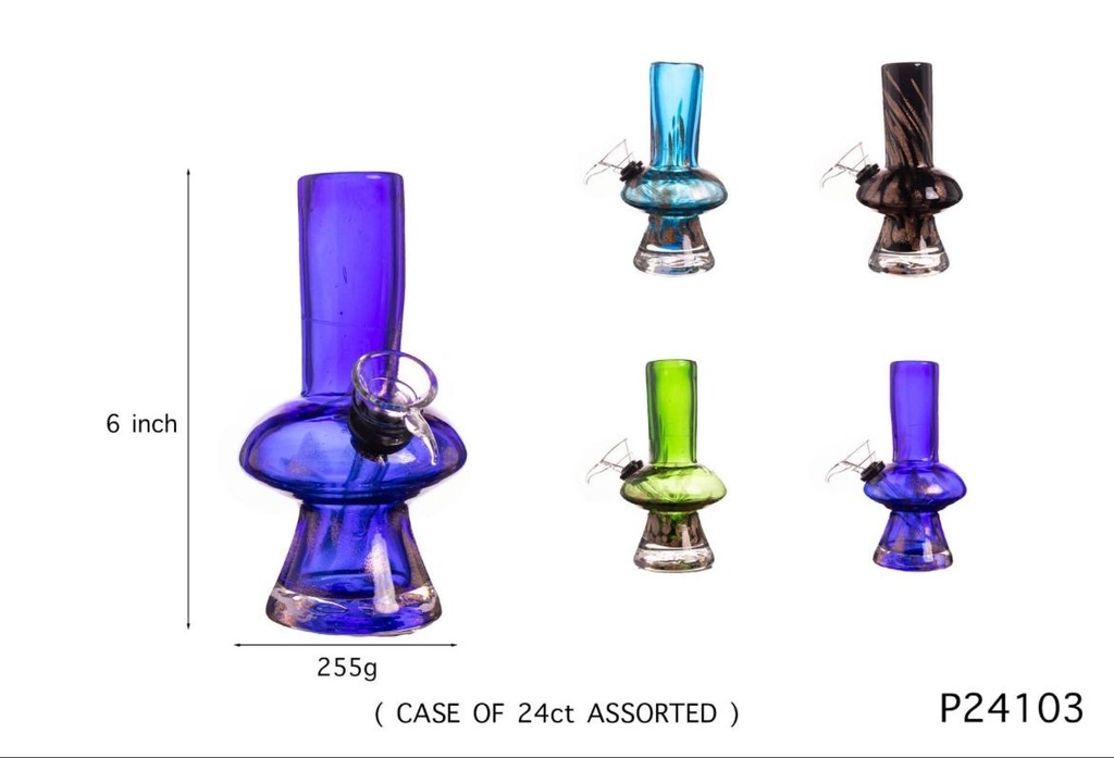SOFT GLASS WATER PIPE 6" #GP24103 ASSORTED COLORS