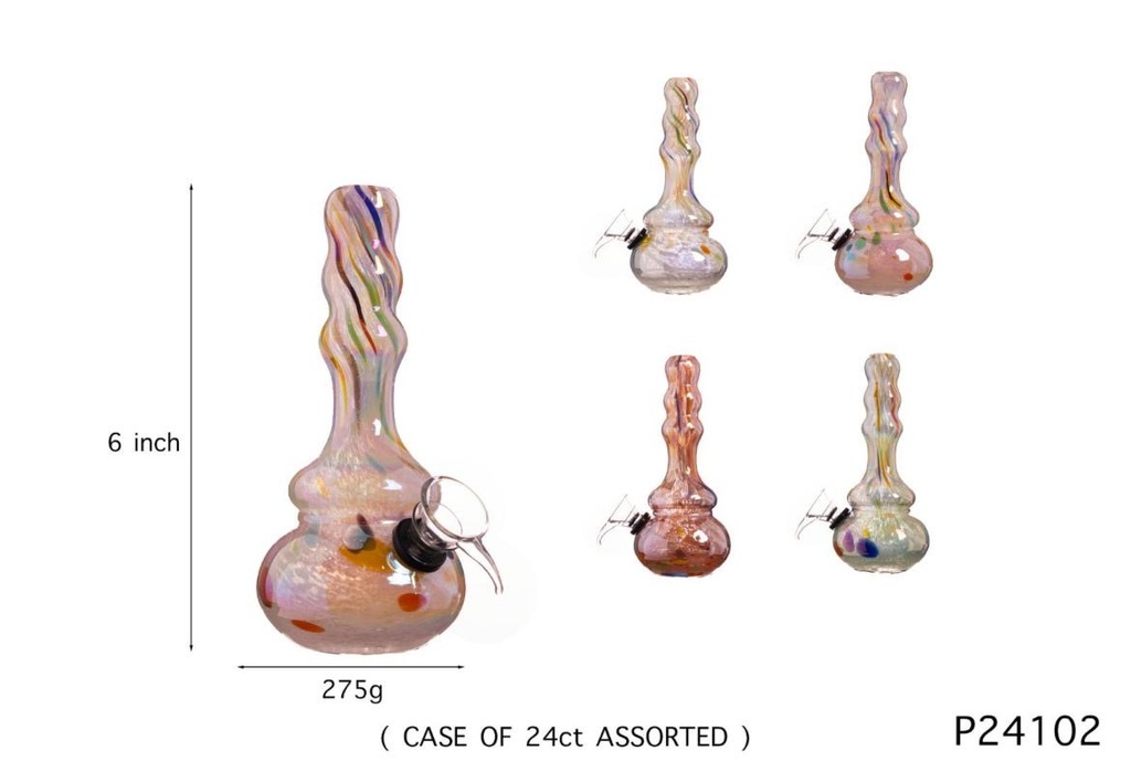 SOFT GLASS WATER PIPE 6" #GP24102 ASSORTED COLORS