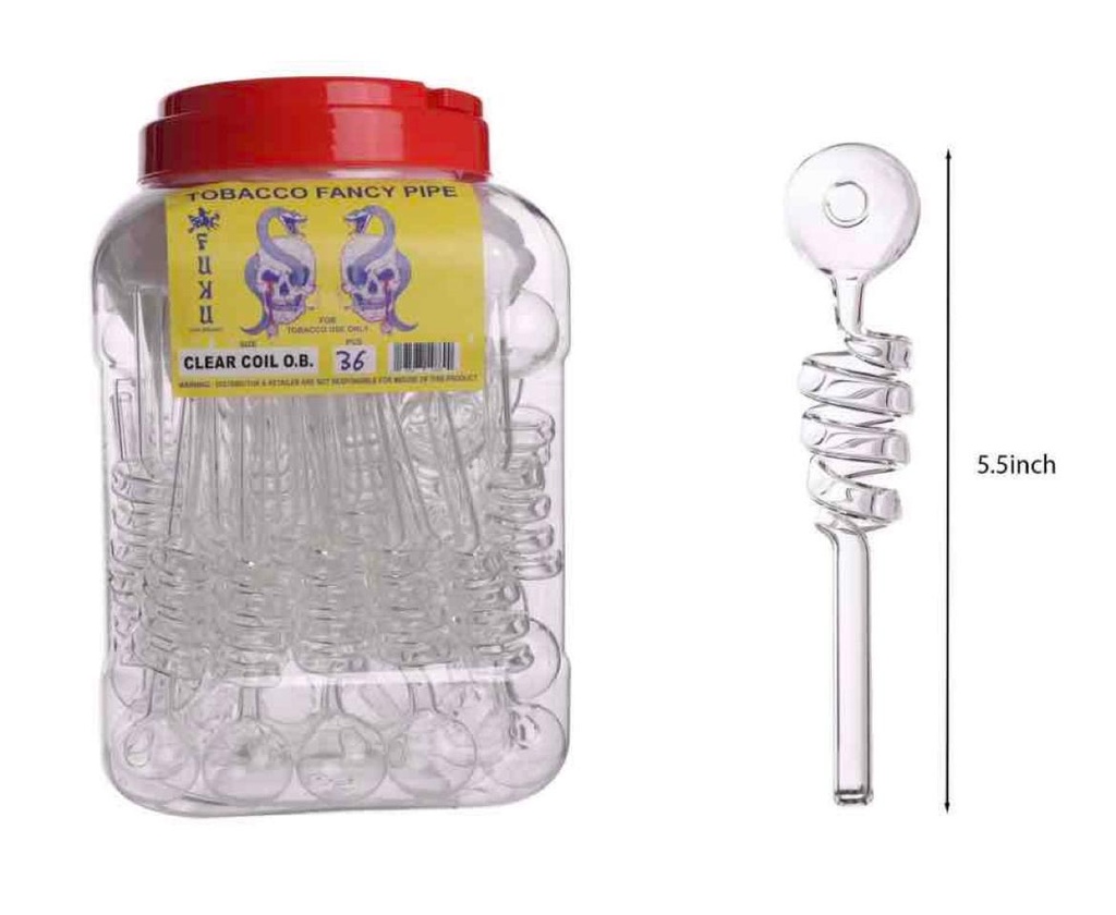 TOBACCO FANCY PIPE 6" GLASS COIL OIL BURNER 36CT JAR