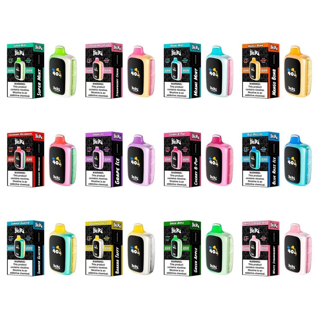 BERI CRUSH 5% DISPOSABLE 50000 PUFFS BOX OF 5