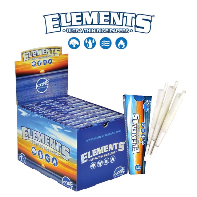ELEMENTS 1 1/4 ULTRA THIN RICE CONES 6CT BOX OF 30