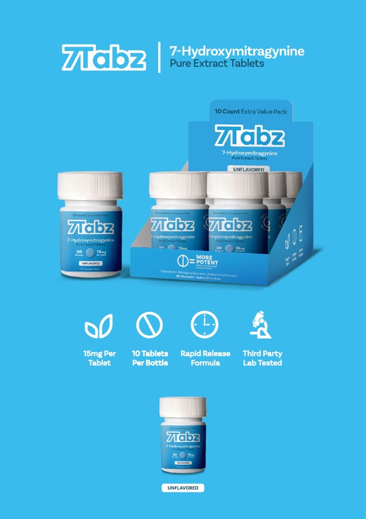 7TABZ 15MG 7-HYDROXY KRATOM CAPSULES 10CT JAR