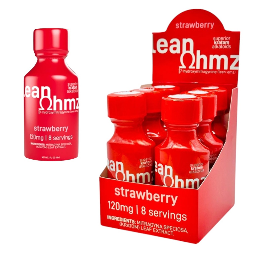 LEAN OHMZ 120MG 7-HYDROXY STRAWBERRY KRATOM SYRUP BOX OF 6