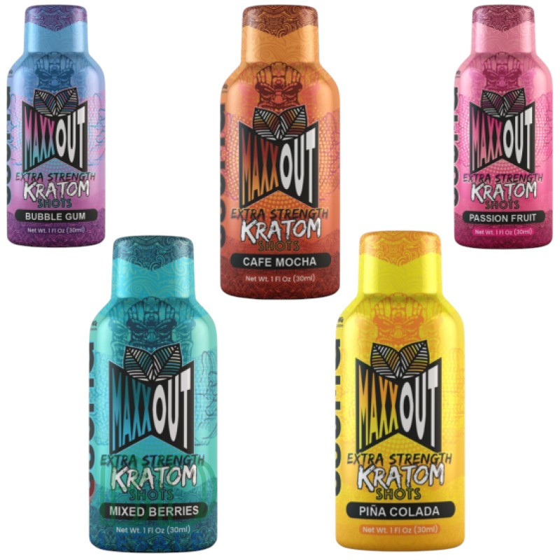 MAXX OUT 380MG KRATOM SHOTS BOX OF 8