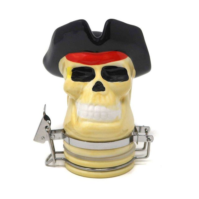 CONTAINED ART PORCELAIN JAR PIRATE SKULL 100ML