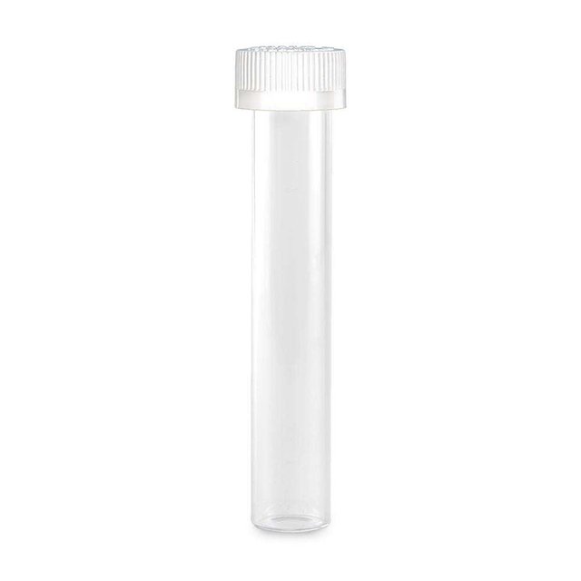 CHILD PROOF GLASS BLUNT TUBES CLEAR WITH WHITE LID BOX OF 144