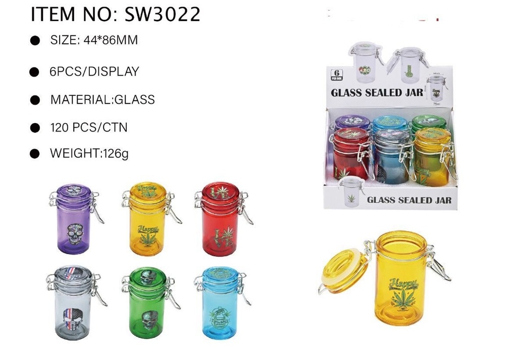 GLASS SEALED JAR 86MM #SW3022 BOX OF 6