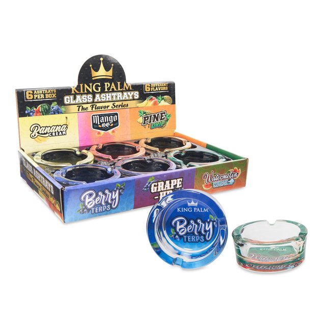KING PALM GLASS ASHTRAY FLAVOR SERIES BOX OF 6