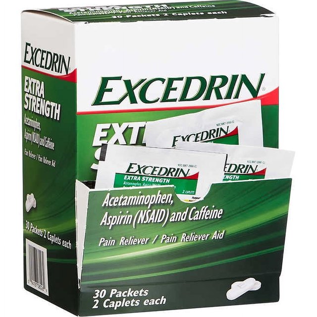 EXCEDRIN EXTRA STRENGTH PAIN RELIEVER CAPLETS 2CT BOX OF 25