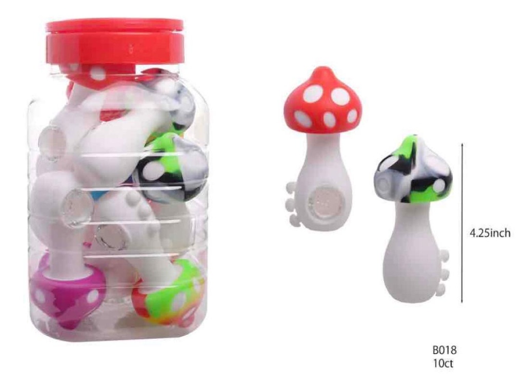 MUSHROOM SILICONE PIPE B018 10CT JAR