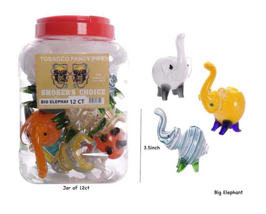 BIG ELEPHANT GLASS PIPE MIX DESIGNS 12CT JAR