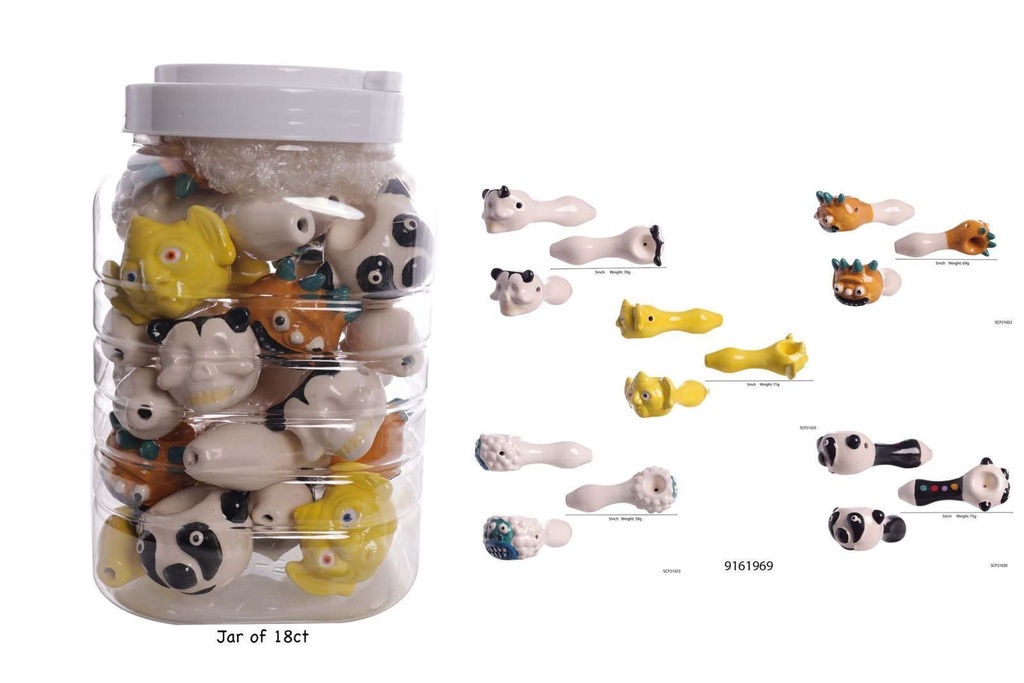CERAMIC HAND PIPE #9162607 MIX DESIGNS 24CT JAR