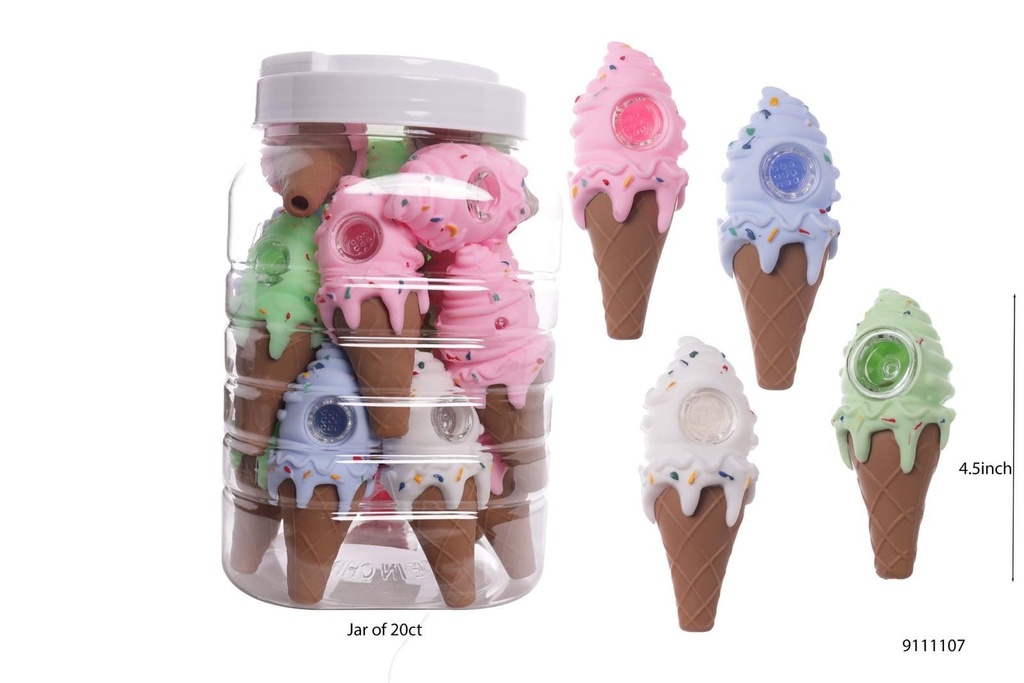 ICE CREAM SILICONE PIPE MIX COLORS 20CT JAR