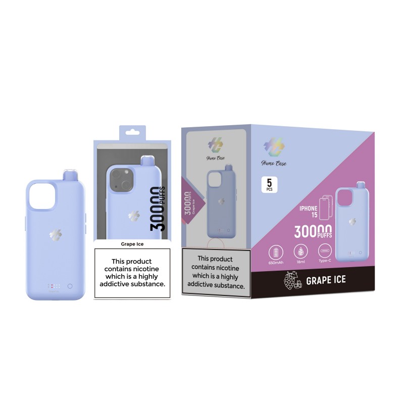 HUMO CASE IPHONE 15 CASE 5% DISPOSABLE 30000 PUFFS BOX OF 5
