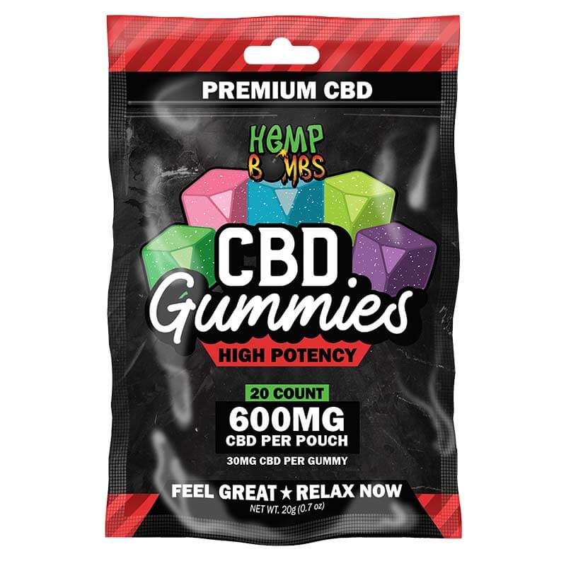 HEMP BOMB HIGH POTENCY 600MG CBD GUMMIES 20CT BAG ASSORTED FLAVORS