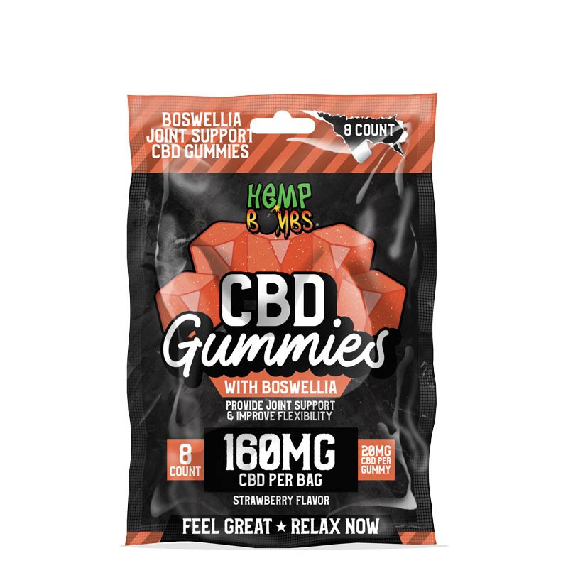 HEMP BOMB BOSWELLIA STRAWBERRY 160MG CBD GUMMIES 8CT BAG
