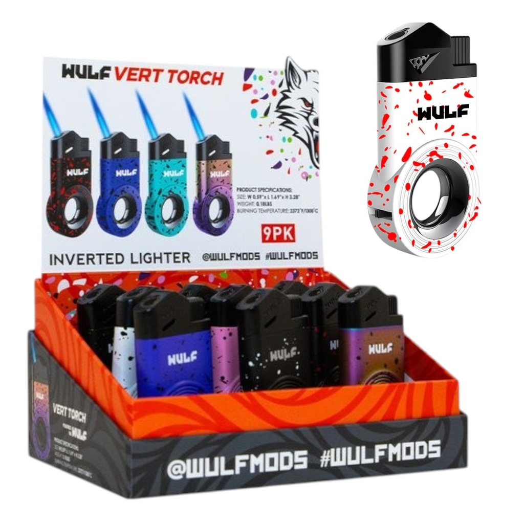 WULF VERT INVERTED TORCH LIGHTER BOX OF 9