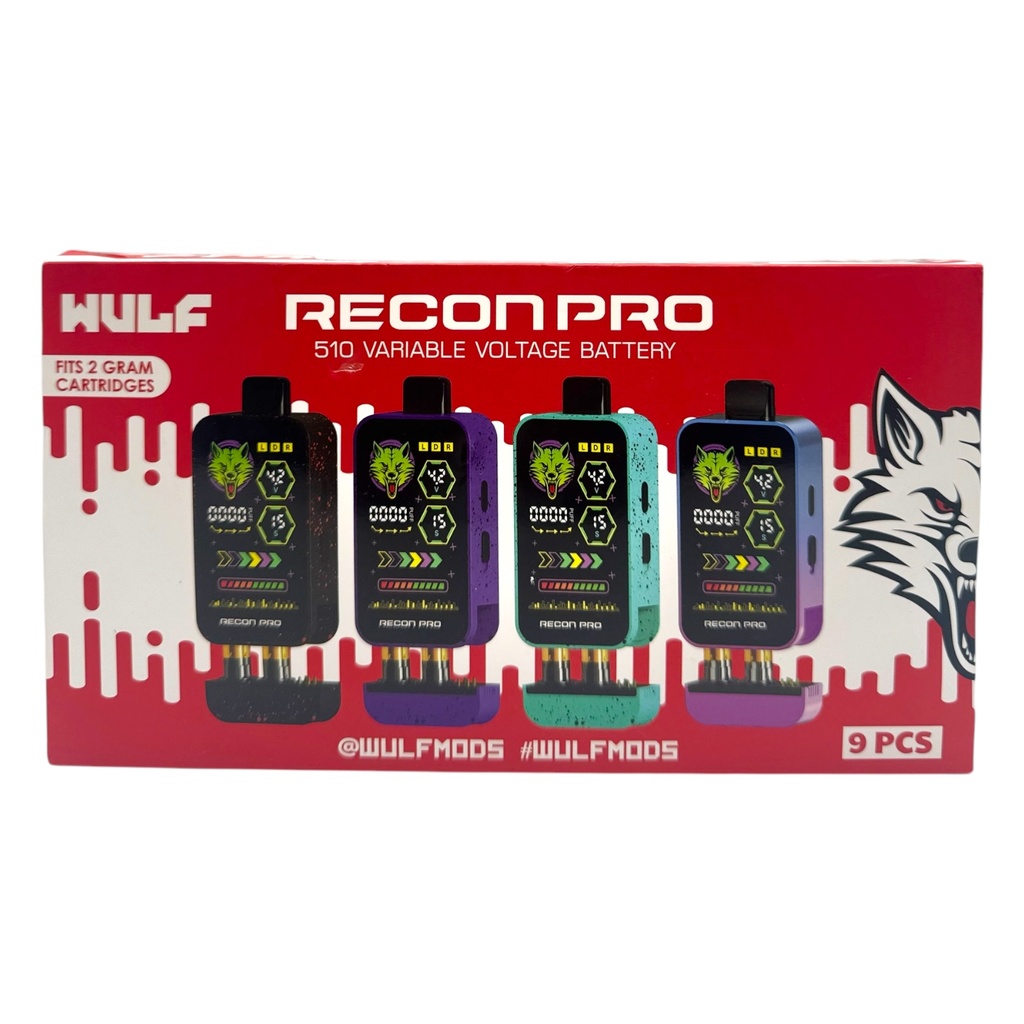 WULF RECON PRO 510 DUAL CARTRIDGE VAPORIZER BOX OF 9