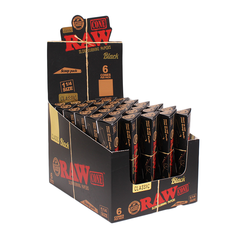 RAW BLACK CLASSIC 1 1/4 TRIANGLE CONES 6CT BOX OF 30