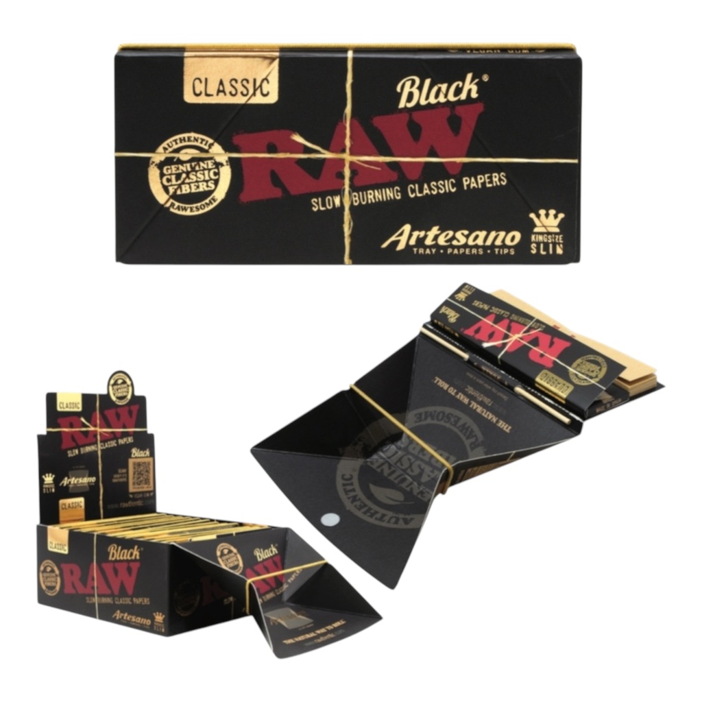 RAW BLACK ARTESANO KING SIZE SLIM BOX OF 15