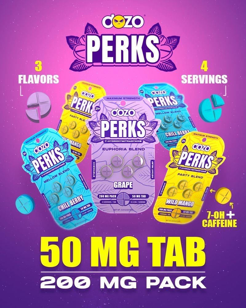 DOZO PERKS 200MG 7-HYDROXY KRATOM BLISTER CAPSULES 4CT