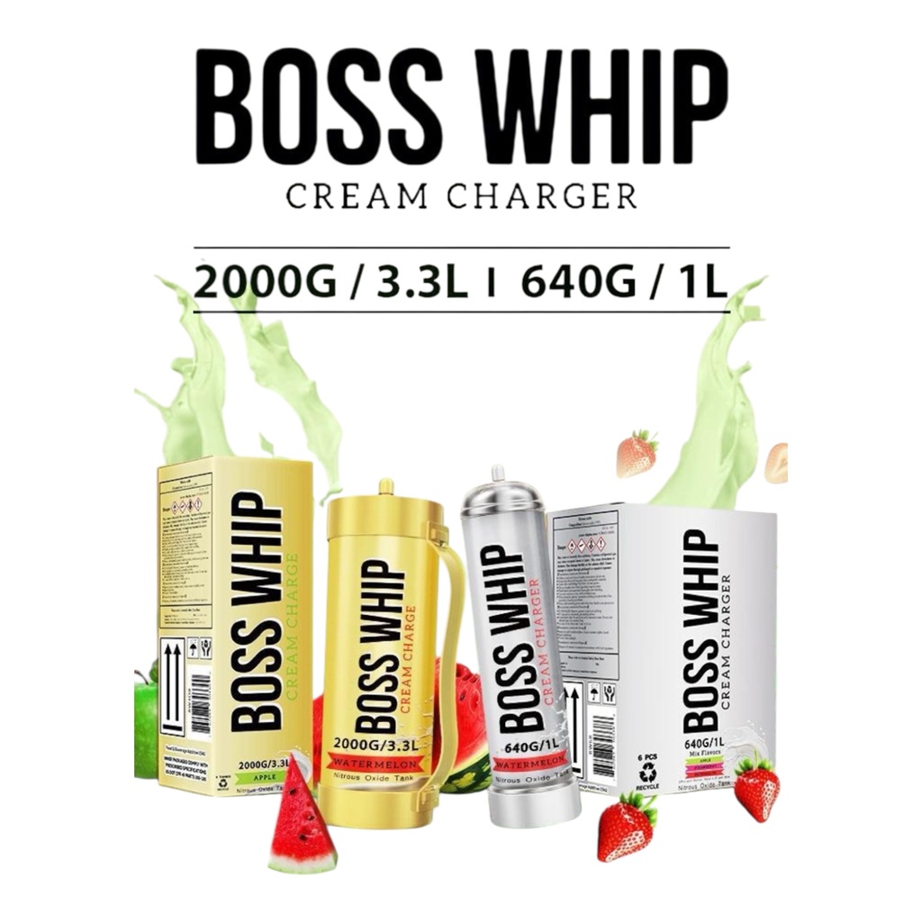 BOSS WHIP NITROUS OXIDE CREAM CHARGER 2000G BOX OF 2