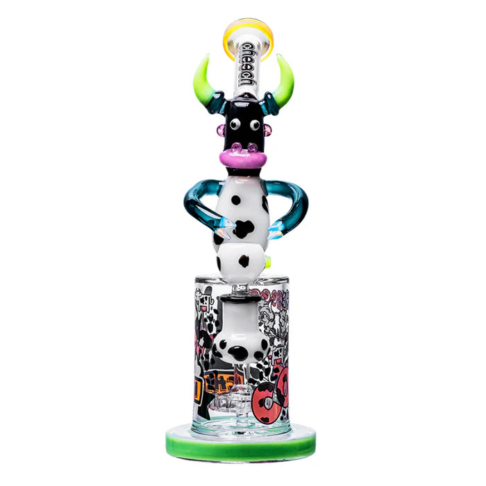 CHEECH YOU MESS WITH THE BULL YOU GET THE HORNS 13" GLASS WATER PIPE #CHE-333