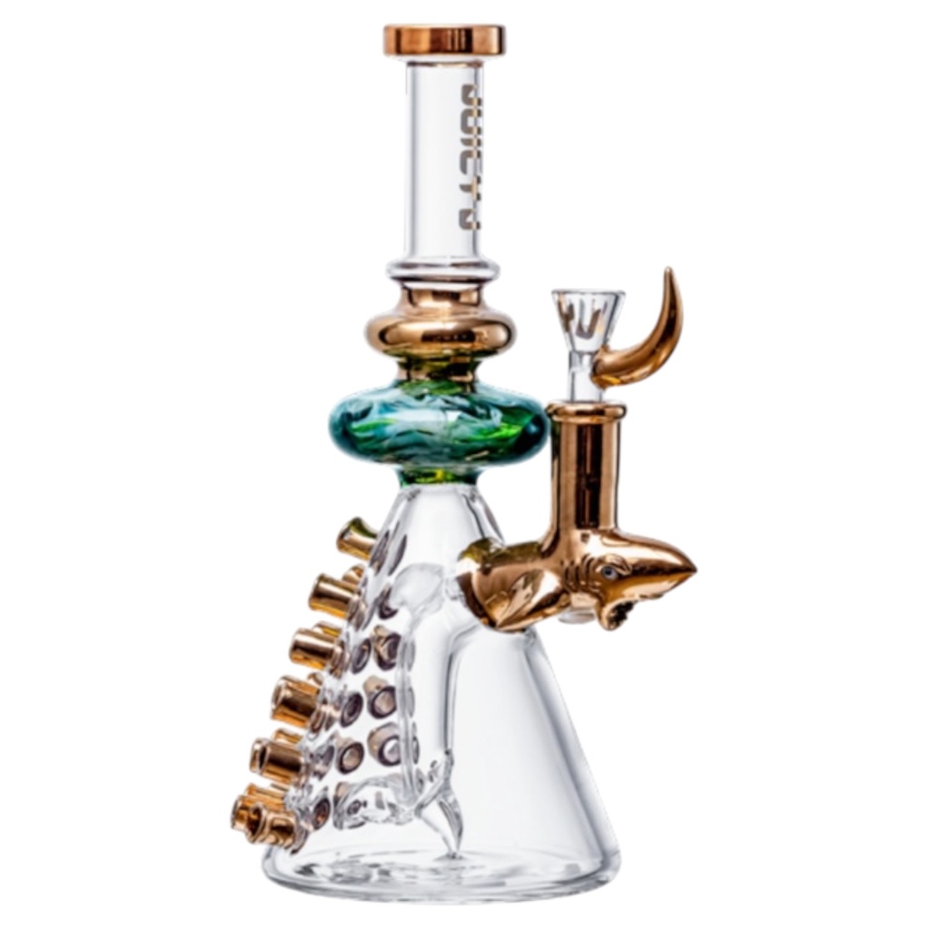 JUICYJ MIDAS THE GOLDEN SHARK GLASS WATER PIPE #JJ-273