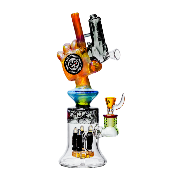 CHEECH PISTOL WITH REMOVABLE PISTOL HANDPIPE 12.5" GLASS WATER PIPE #CHE-356