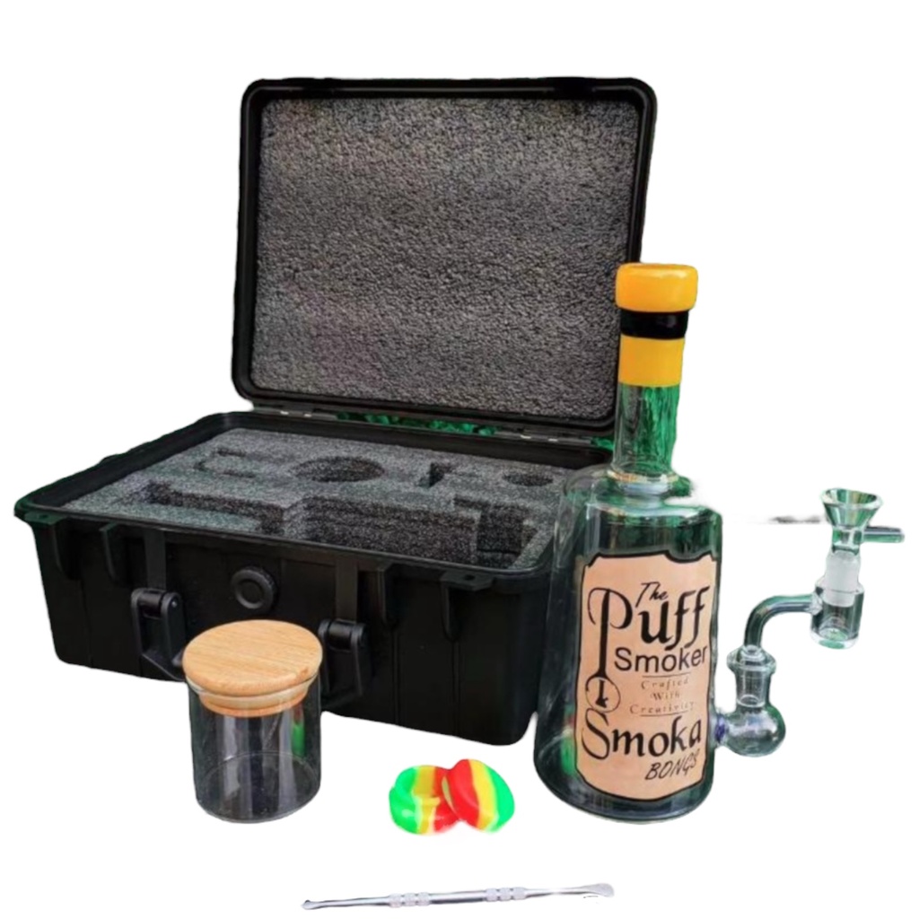 BRIEFCASE WINE BOTTLE SMOKING KIT SET 6PC ASSORTED DESIGNS