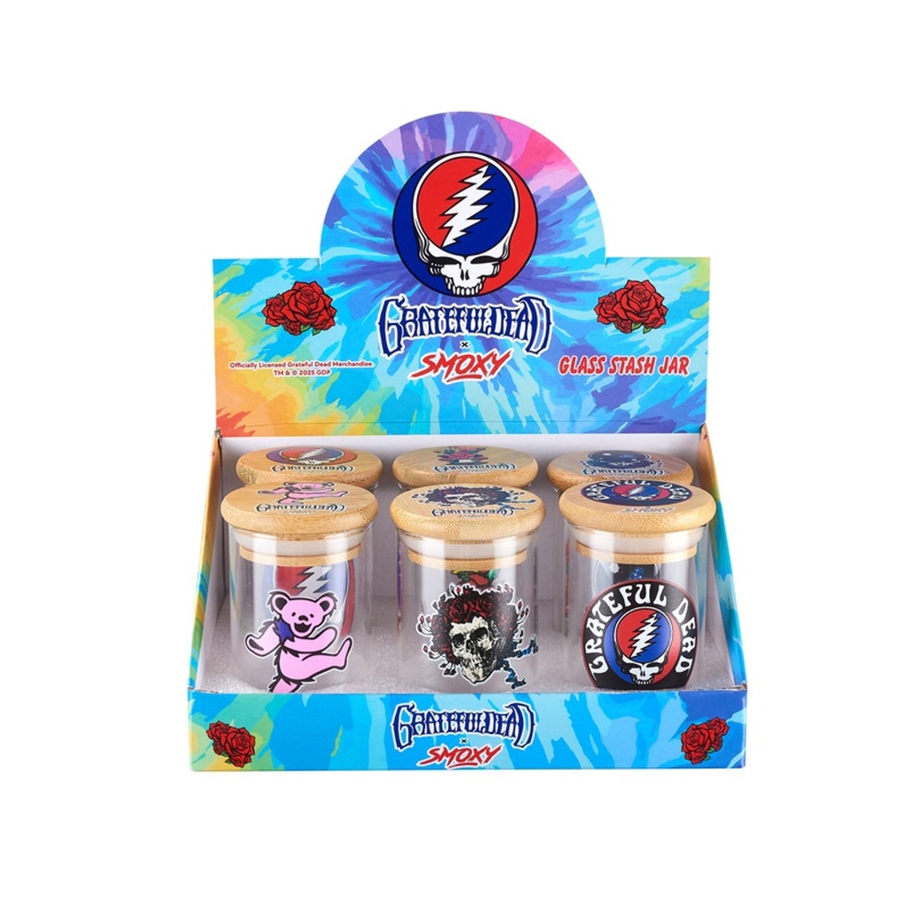GRATEFUL DEAD X SMOXY GLASS STASH JAR #GD302D BOX OF 6