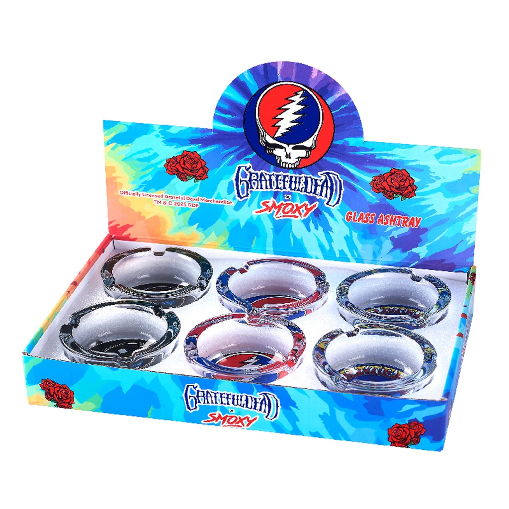 GRATEFUL DEAD X SMOXY GLASS ASHTRAY #GD301D BOX OF 6