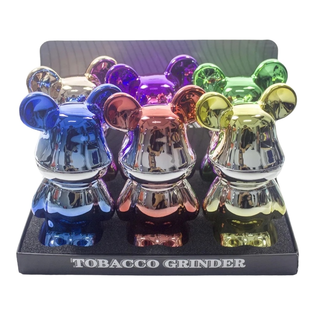 TOBACCO GRINDER BEAR RAINBOW DESIGN 3 PARTS #GR351 BOX OF 6