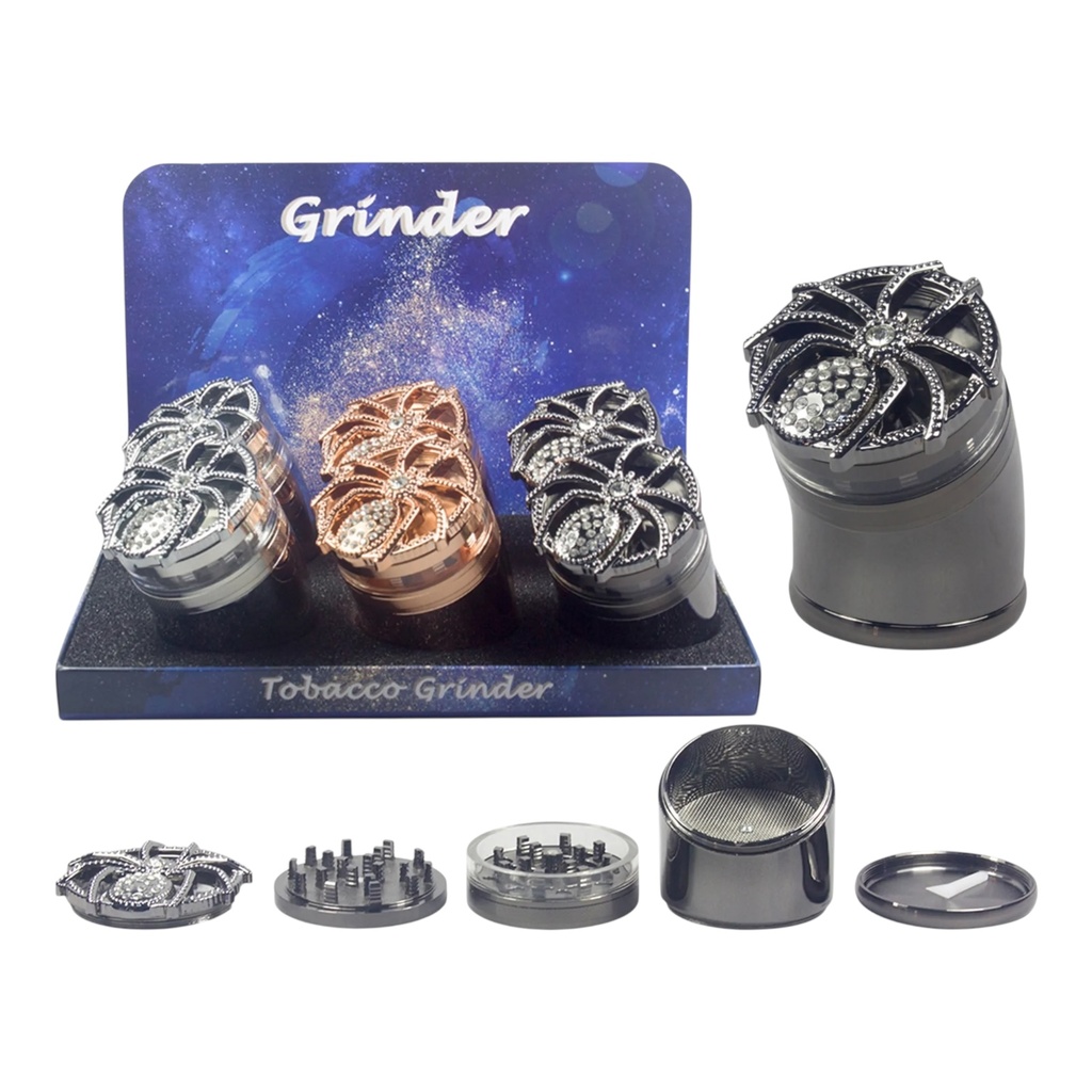 TOBACCO GRINDER SKULL SHAPED DESIGN WITH SIDE DOOR 3 PARTS #GR332-SK BOX OF 6
