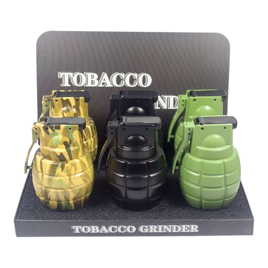 TOBACCO GRINDER GRENADE DESIGN 4 PARTS #GR346 BOX OF 6