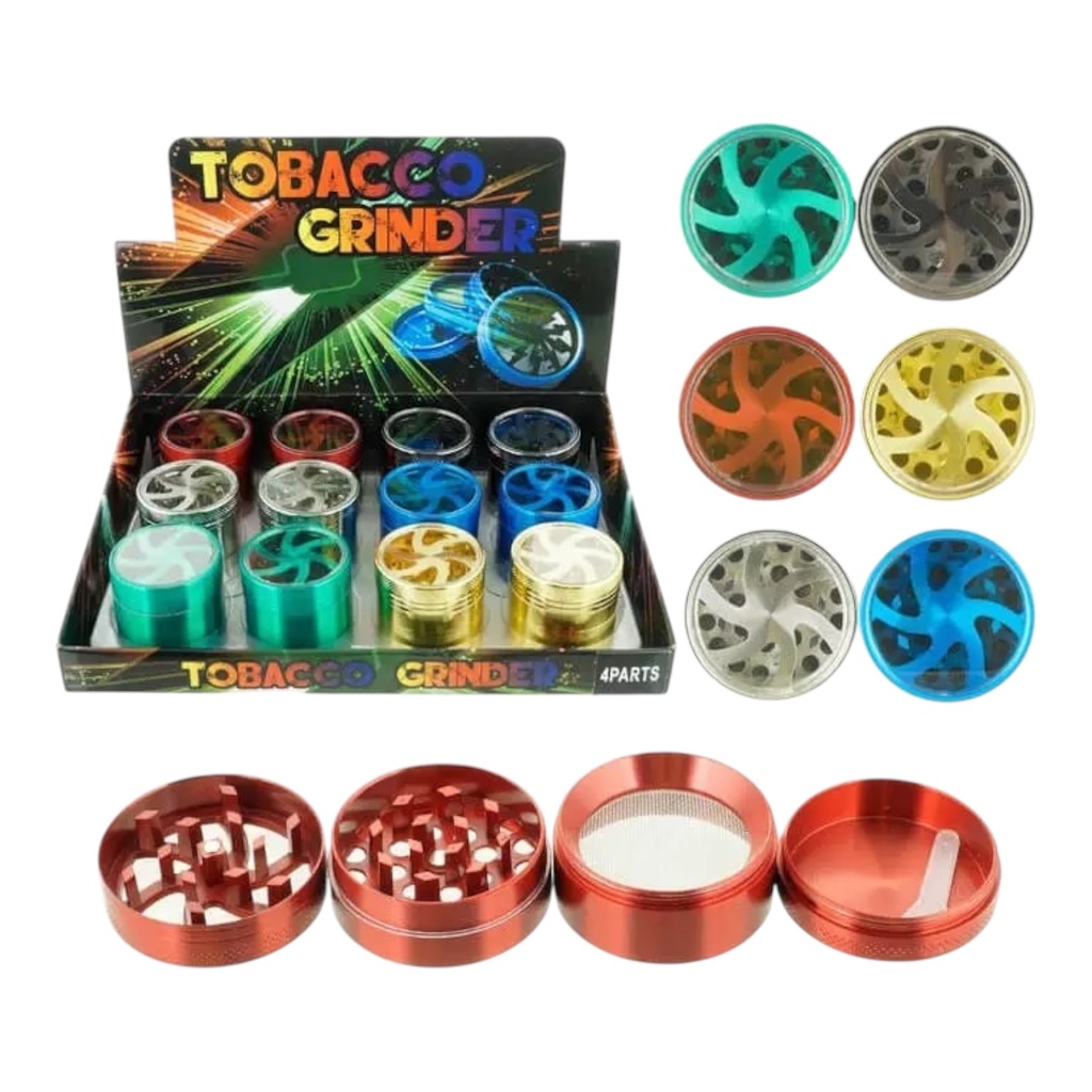 TOBACCO GRINDER WHEEL ON TOP DESIGN 4 PARTS #GR135-55GM BOX OF 6